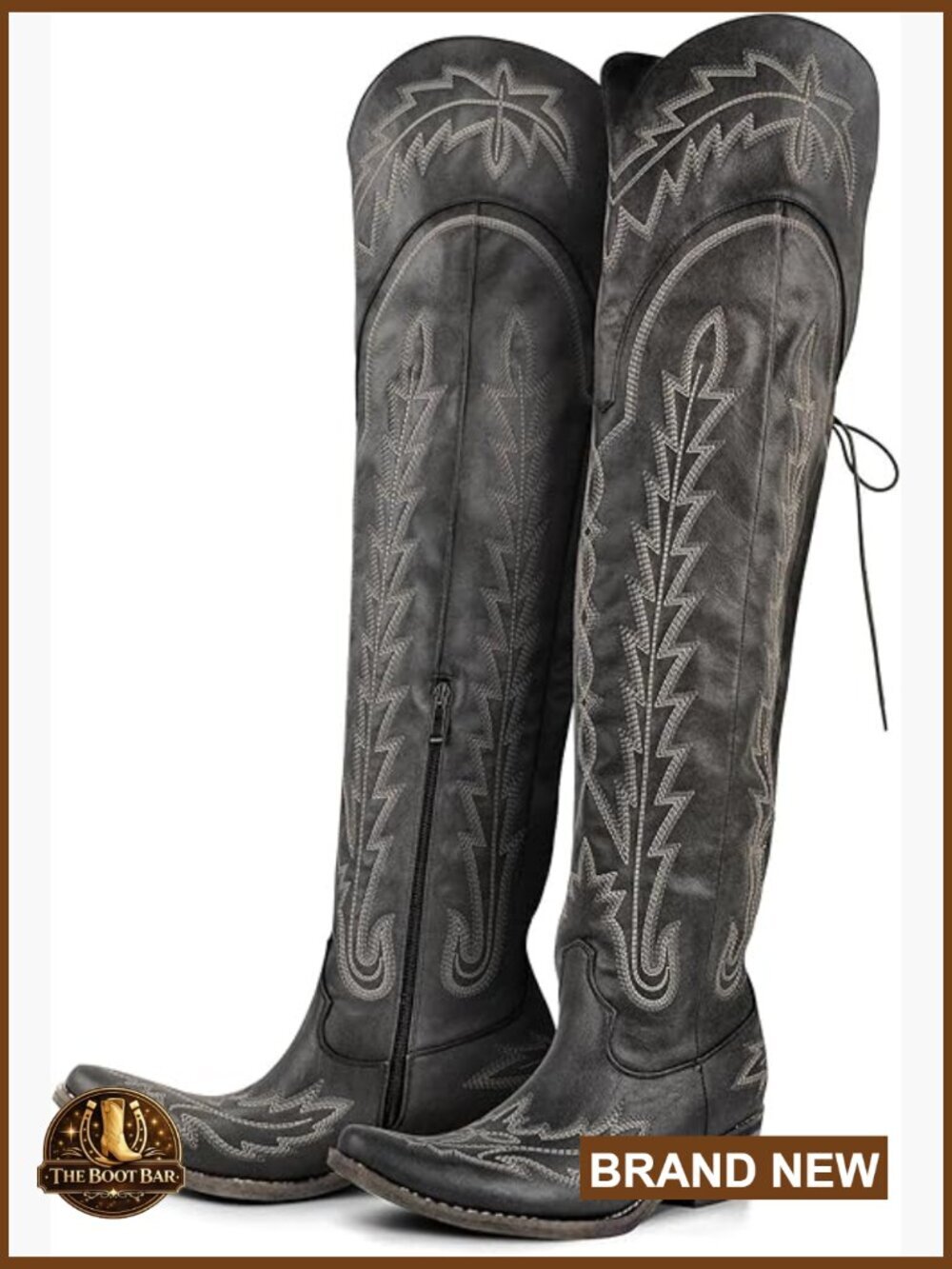 Over the Knee Cowboy Boots Adjustable Thigh High Cowgirl Boots